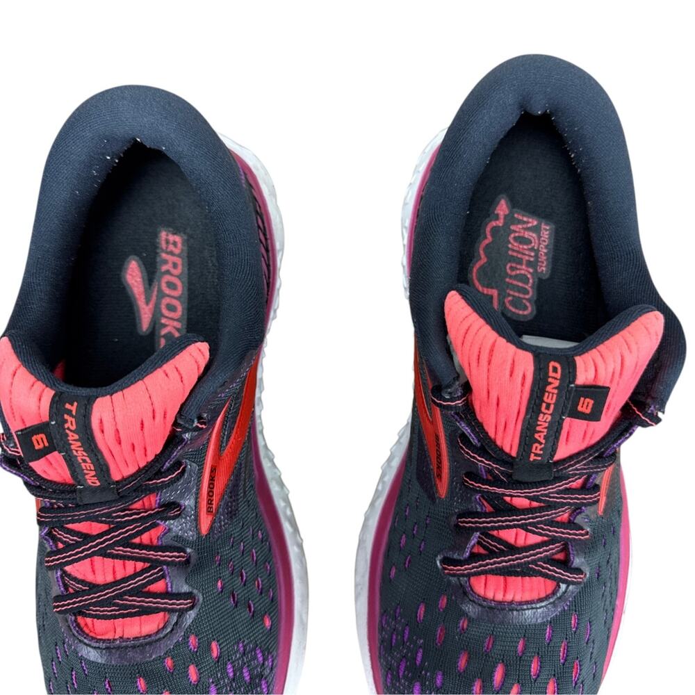Brooks Transcend 6 Running Shoes Womens 8 Black Purple Coral Athletic Sneakers - Picture 7 of 13
